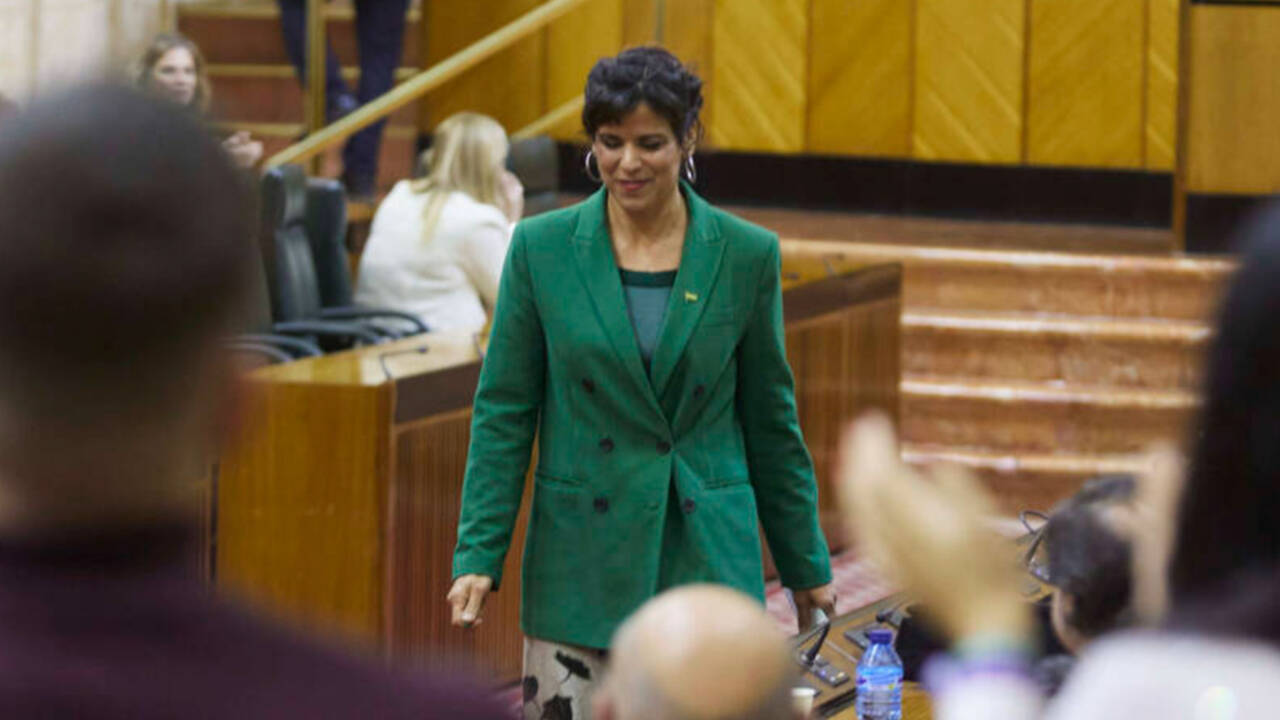Teresa Rodríguez en el pleno del Parlamento andaluz, del que ya no es diputada.
