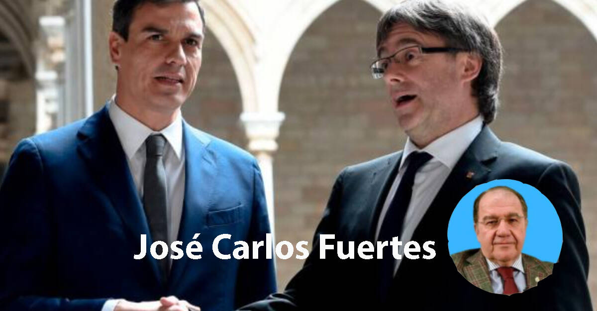 Pedro Sánchez saluda a Carles Puigdemont