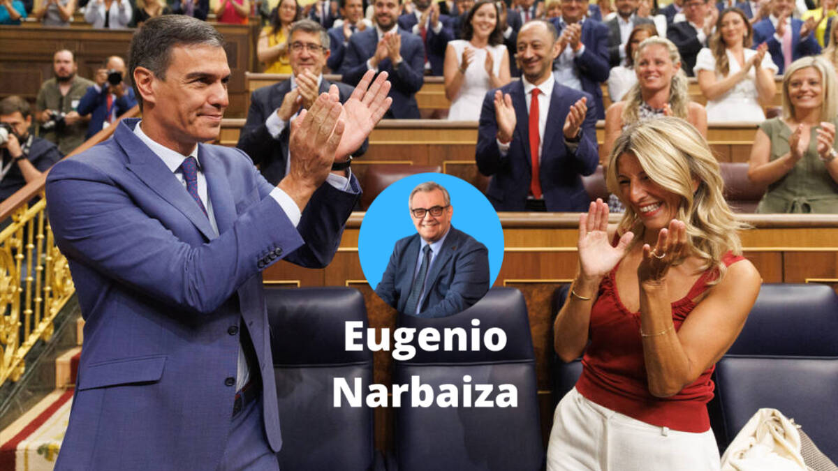 Pedro Sánchez y Yolanda Díaz aplauden durante la Sesión Constitutiva de la XV Legislatura en el Congreso de los Diputados.
