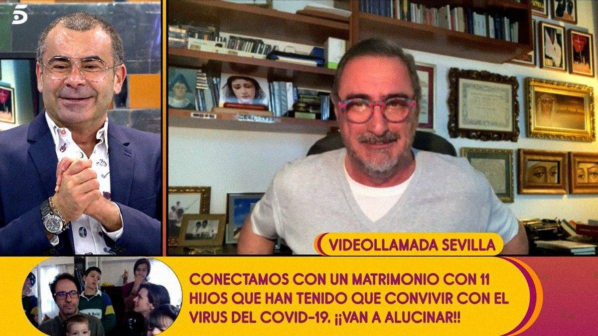 Jorge Javier Vázquez, entrevistando a Carlos Herrera en un Sálvame durante la pandemia.