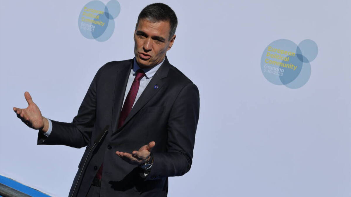 Pedro Sánchez durante la cumbre de líderes europeos en Granada.