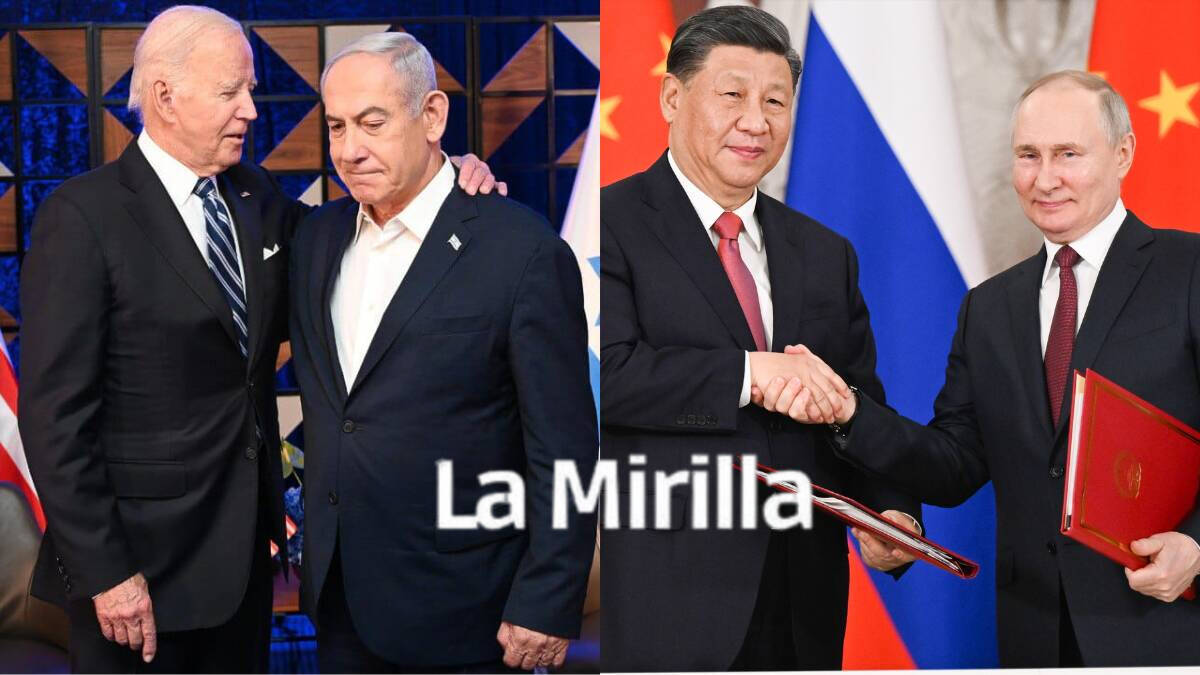 Los presidentes de EE.UU e Israel, Joe Biden y Benjamín Netanyahu (izq.) y los de China y Rusia, Xi Jinping y Vladimir Putin (der.)