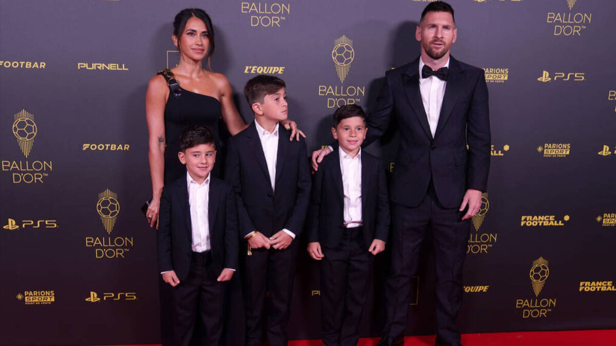 Messi, con su famila, en la Gala del Balón de Oro 2023