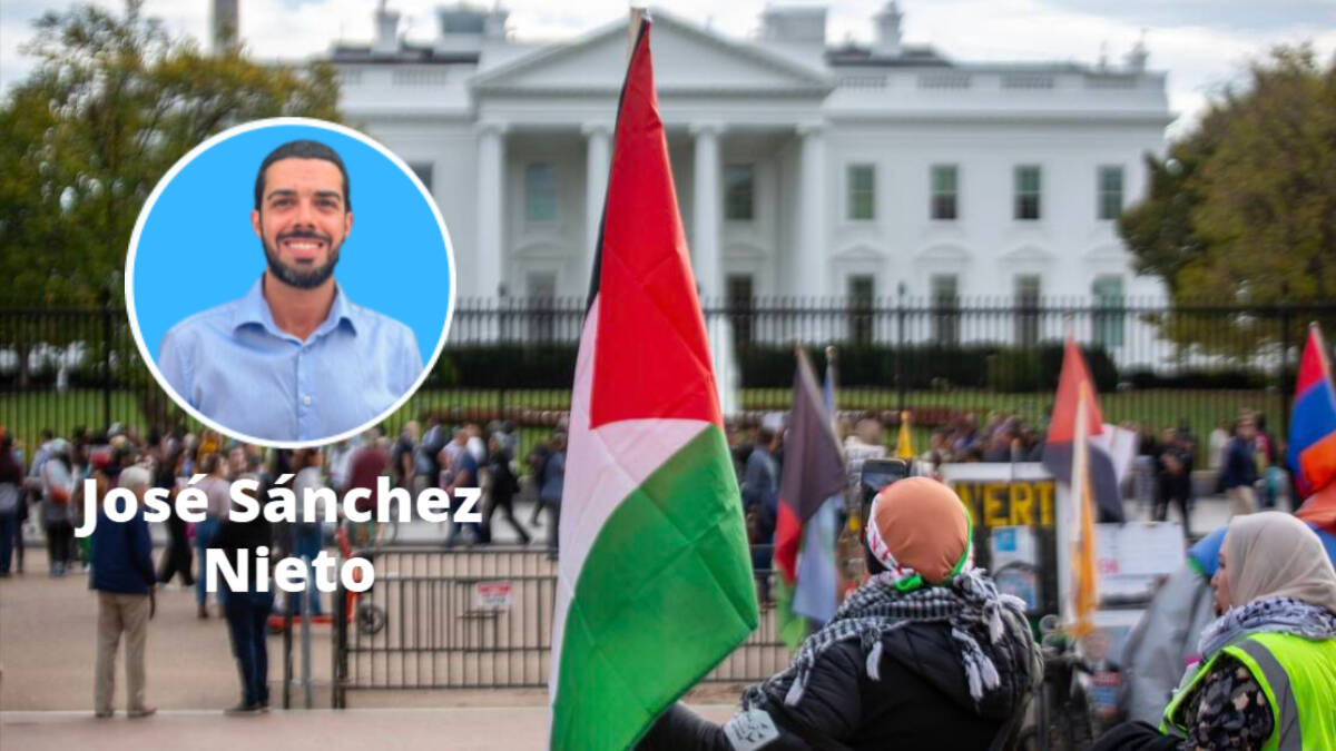 Protesta en favor de Palestina delante de la Casa Blanca en Estados Unidos.