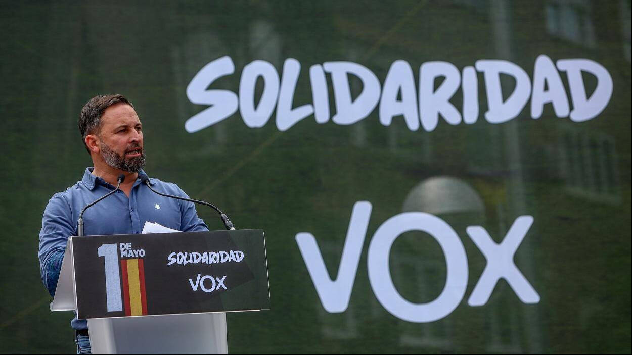 El líder de Vox, Santiago Abascal, en un acto de Solidaridad