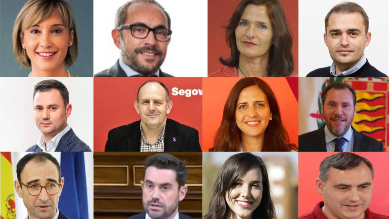 Collage con las fotografías de los 12 diputados nacionales del PSOE de Castilla y León
