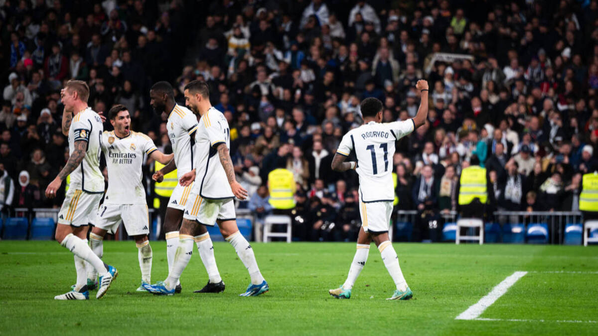 Los jugadores del Real Madrid durante un partido.