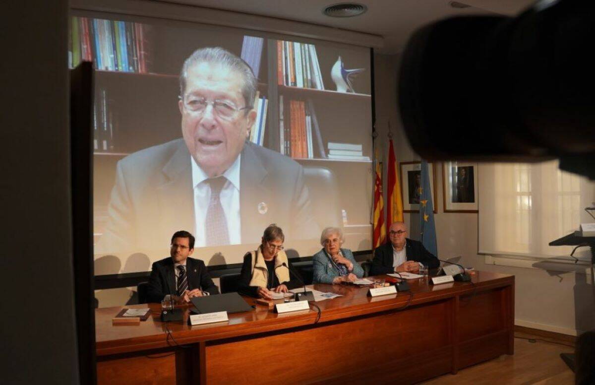 Eduardo Ranz, Dolors Pedròs, Paca Sahauquillo, Domingo García Marzá y Federico Mayor Zaragoza que intervino mediante video conferencia.