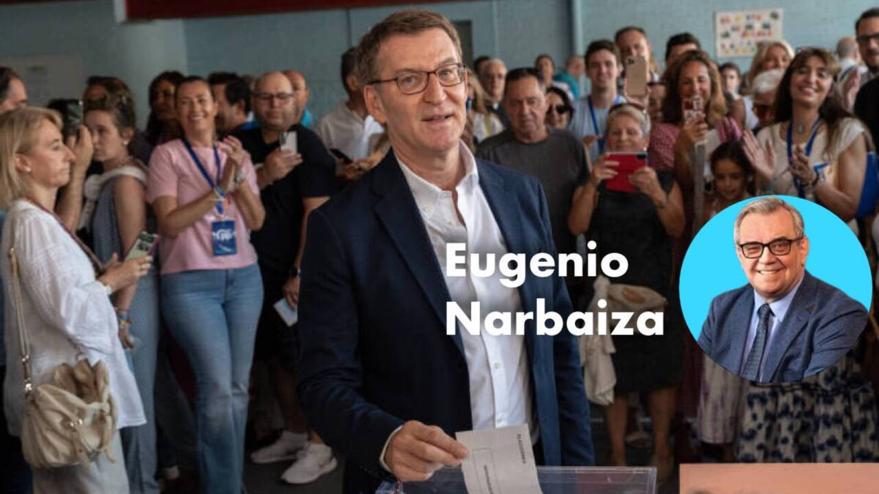En el fondo de la imagen se ve a Alberto Núñez Feijóo votando
