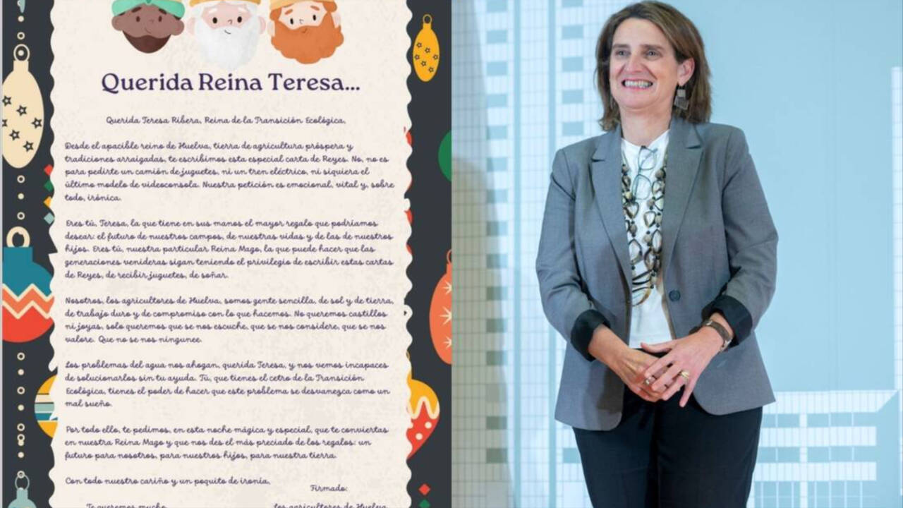 La carta escrita por los agricultores de Huelva a la ministra Teresa Ribera.