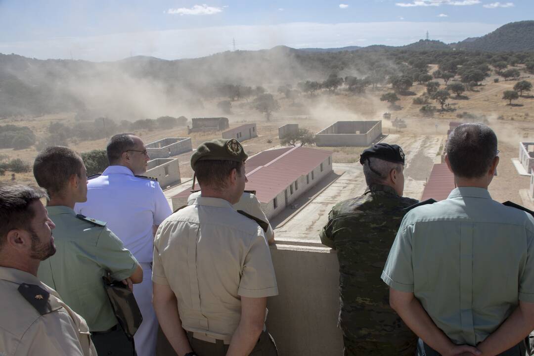 Integrantes del Cemfas asisten a un ejercicio de efectivos de la base de Cerro Muriano, en Córdoba.
