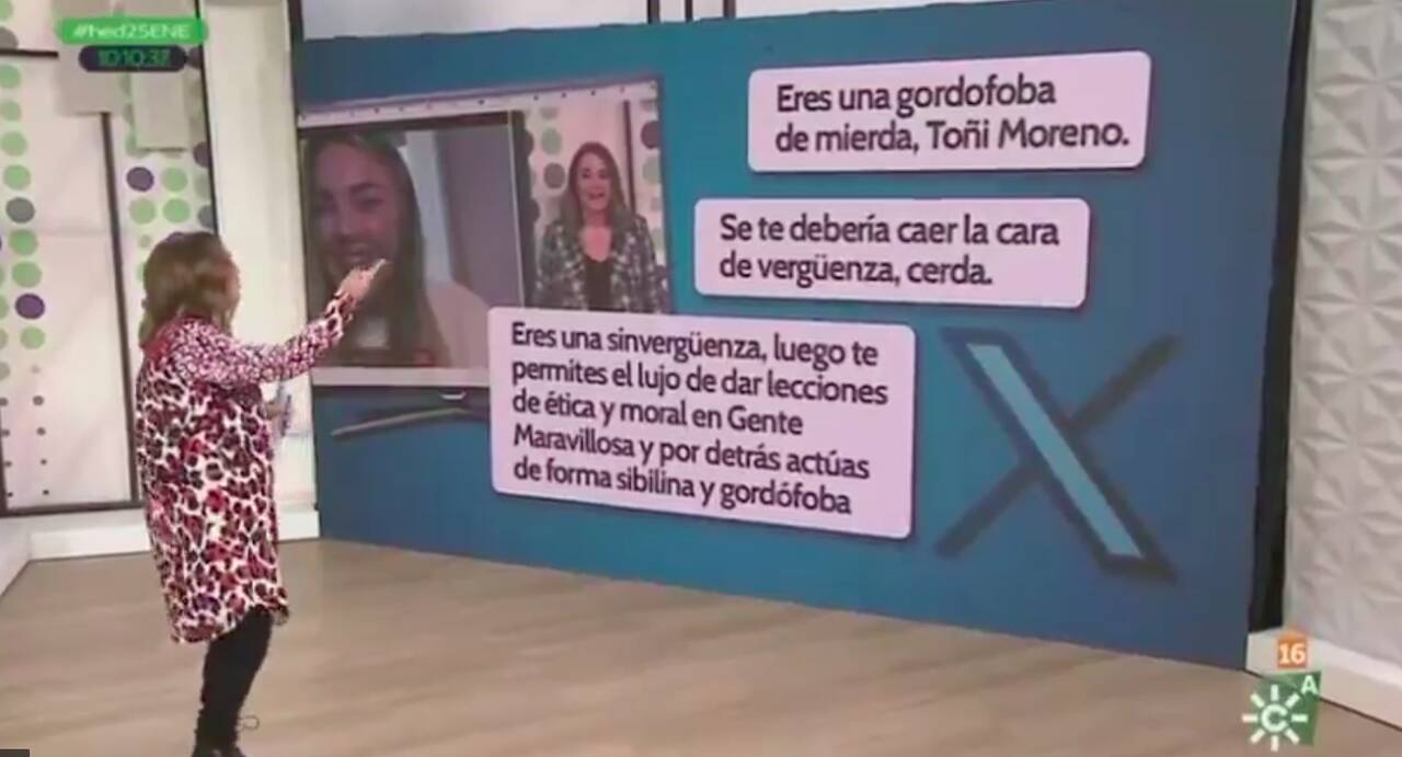 Toñi Moreno, denunciando en su programa el caso y amenaza en redes.