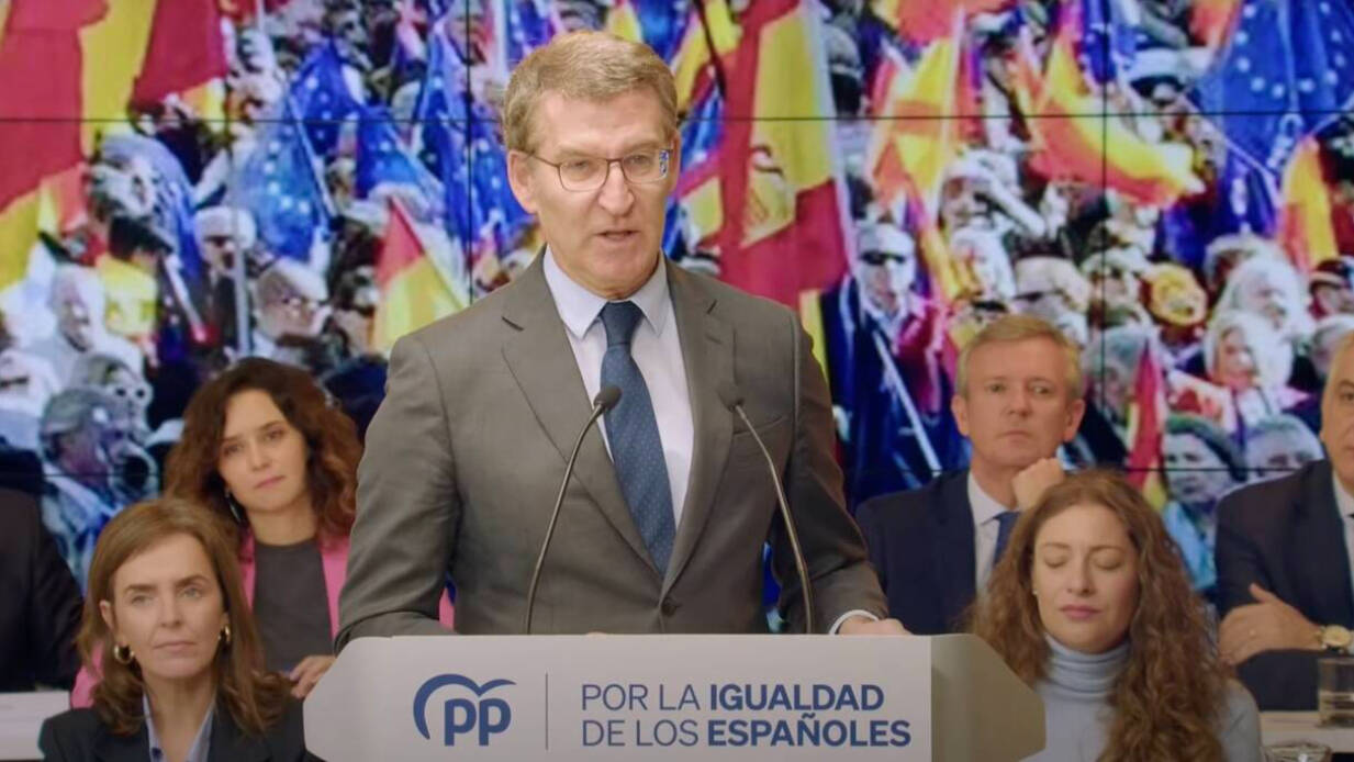 Alberto Núñez Feijóo, presidente del PP, durante la Junta Directiva Nacional del partido