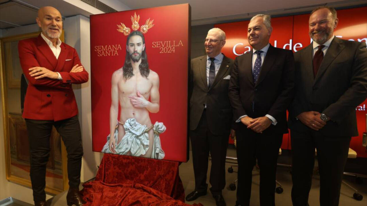 Presentación del cartel anunciador de la Semana Santa de Sevilla 2024 con la asistencia del alcalde, José Luis Sanz.