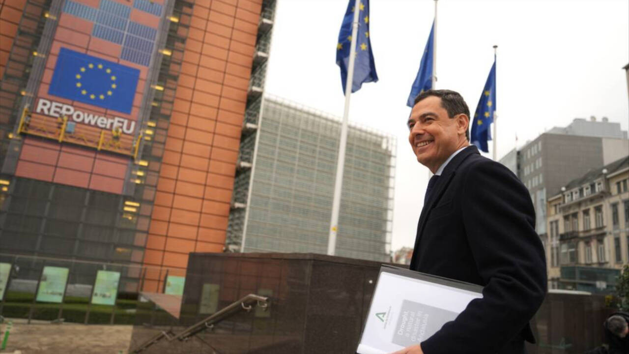 El presidente de la Junta de Andalucía, Juanma Moreno, este martes en Bruselas.