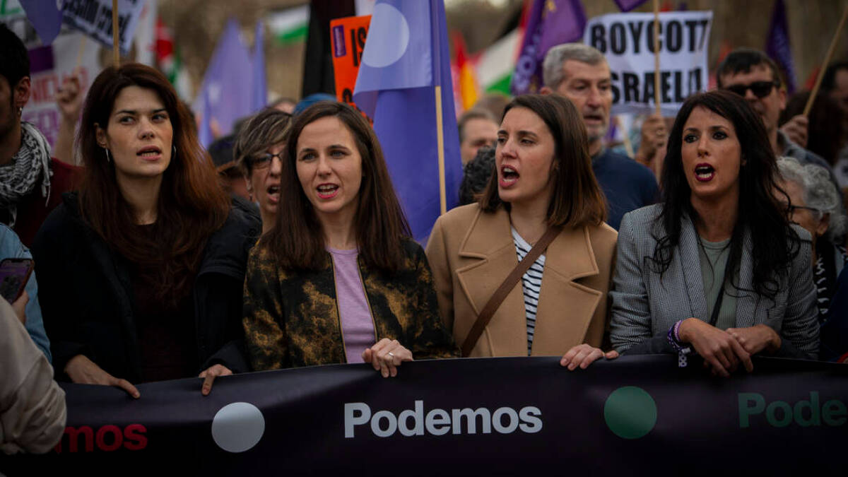 Dirigentes de Podemos en una manifestación contra Israel