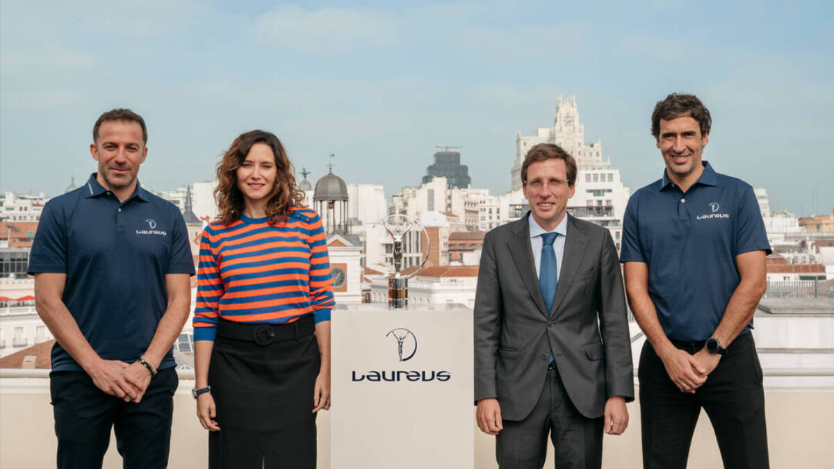 Del Piero, Ayuso, Almeida y Raúl, en la oficialización de Madrid como sede de la entrega de los Premios Laureus 2024