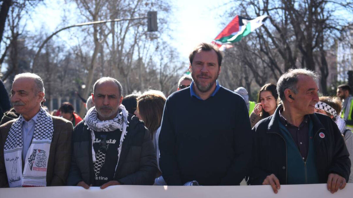 Óscar Puente, en la manifestación propalestina de hoy en Madrid