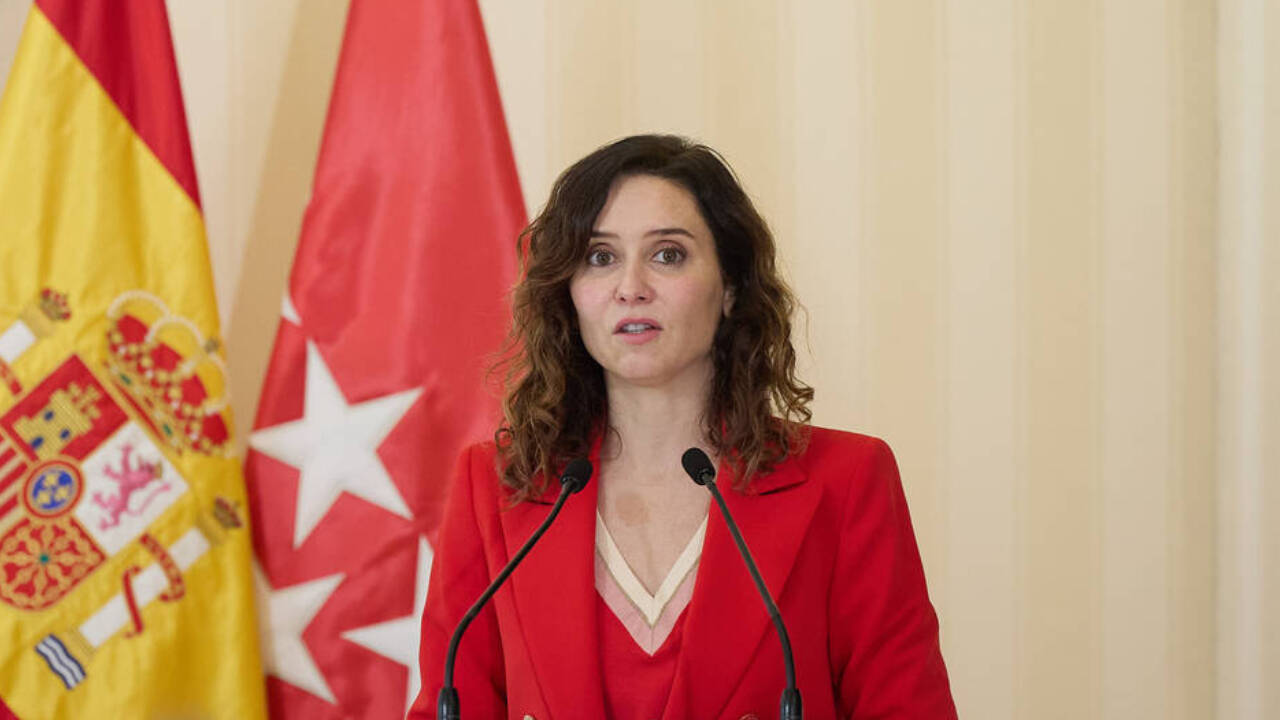 La presidenta Isabel Díaz Ayuso en un acto de la Comunidad de Madrid este miércoles