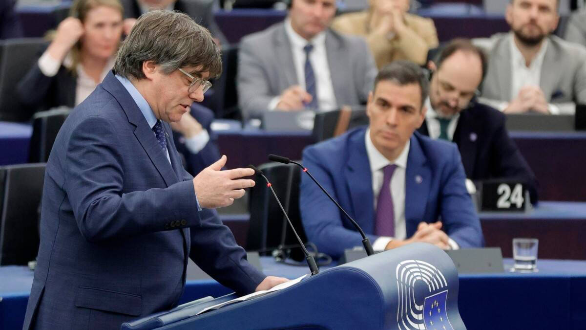 Carles Puigdemont interviene en el Parlamento Europeo ante Sánchez