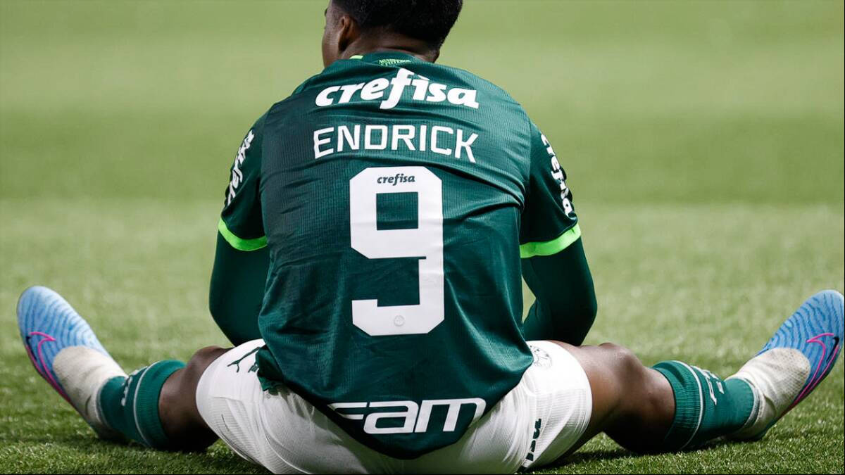 Endrick durante un partido con su club actual, el Palmeiras.