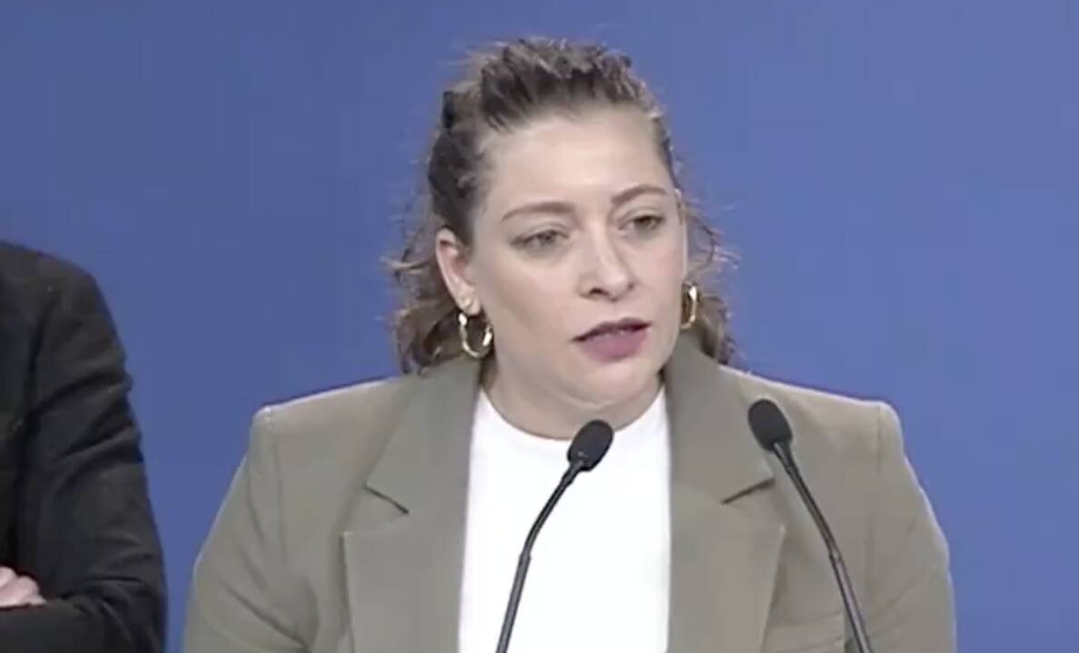 La diputada del PP, Ester Muñoz, durante su comparecencia ante la prensa