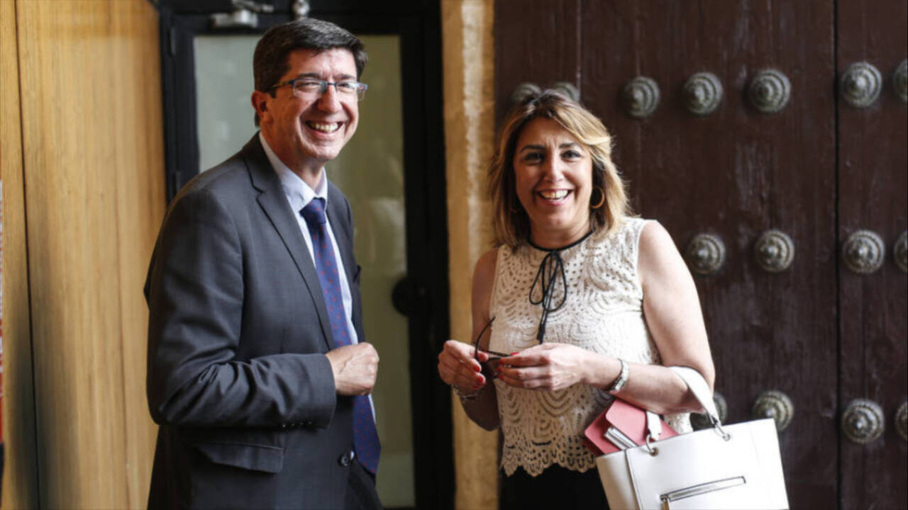 La expresidenta de la Junta y senadora Susana Díaz y el exvicepresidente andaluz, Juan Marín, en una imagen de archivo.