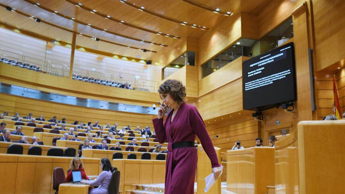 La ministra de Hacienda, María Jesús Montero, en el Senado. 