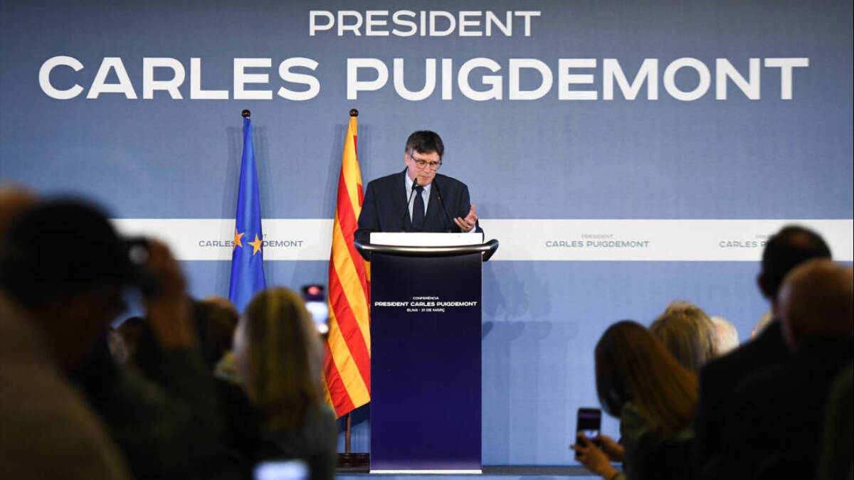 El expresidente de Cataluña y candidato de Junts en las siguientes elecciones catalanas del 12 de mayo, Carles Puigdemont.