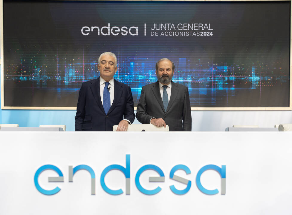 El consejero delegado de Endesa y vicepresidente de la Fundación Endesa, José Bogas (i), y el presidente de Endesa y de Fundación Endesa, Juan Sánchez-Calero 